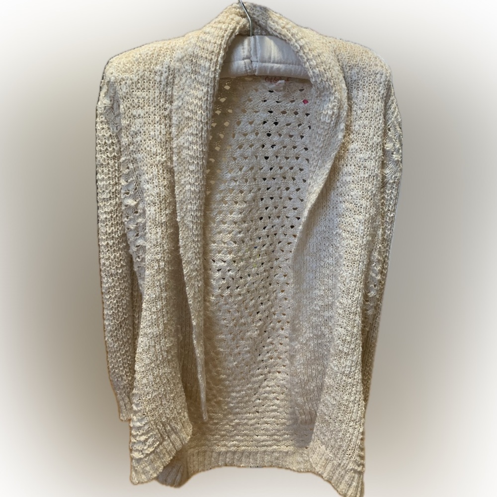 Cat & Jack Beige Knitted Open Cardigan